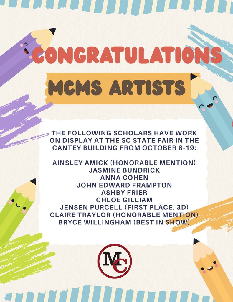 Congratulations MCMS Artists