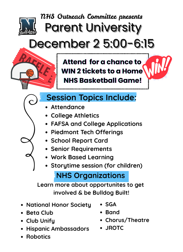 Parent University Dec. 2 from 5:00-6:15