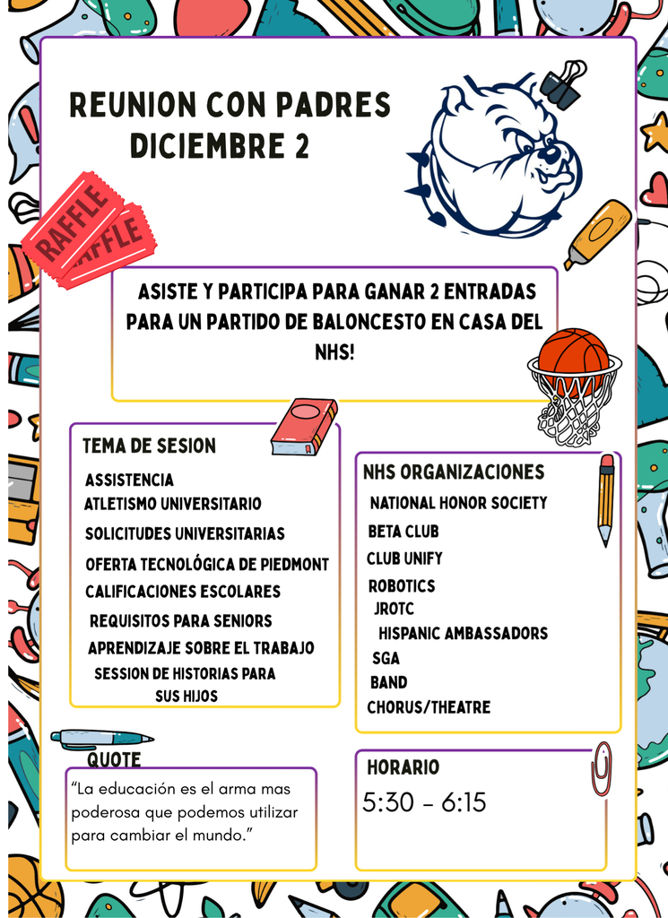 Reunion Con Padres Diciembre 2 5:30-6:15