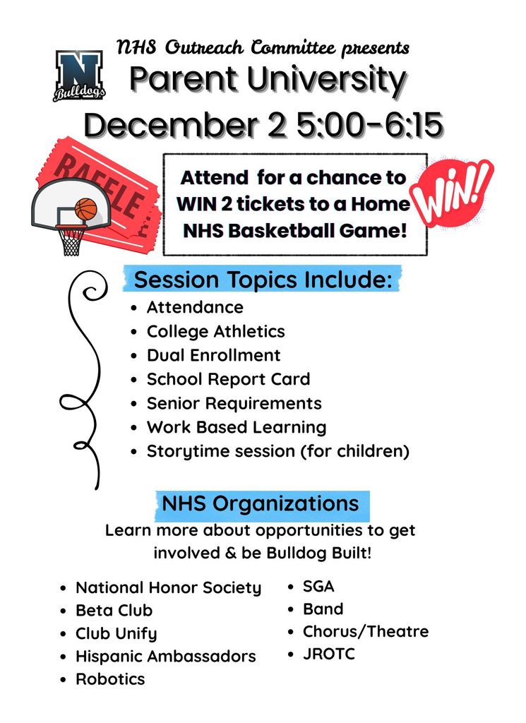Parent University Dec. 2 from 5:00-6:15