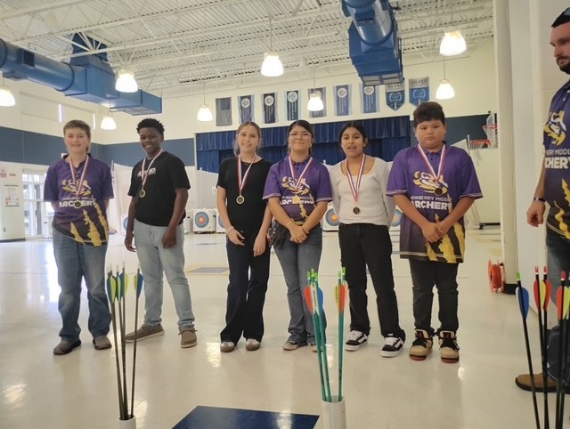 Pictured: Left to Right: Mason Nichols, Ethan Tribble, Allie Graves, Jareli Pena Salazar, Ashley Sam, Axel Gomez, and Coach Kierstead-Head Coach