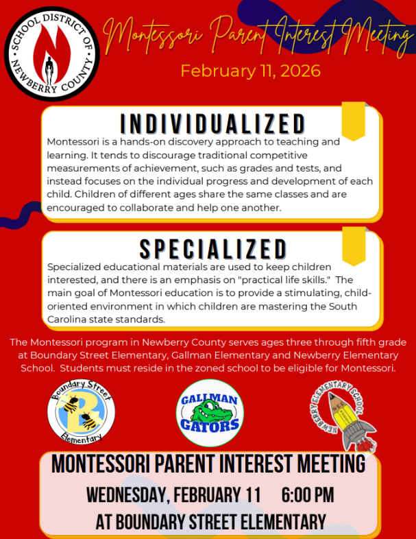 Montessori Parent Interest Meeting graphic. 
