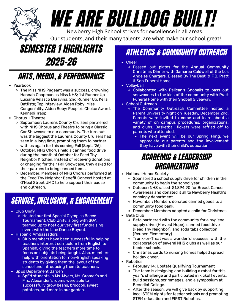 Semester 1 NHS Highlights