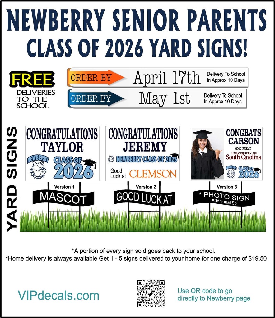 Newberry Senior Parents: Class of 2026 Yard Signs!