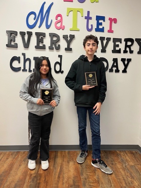 Picture 3: Students of the Month: Dayrin Cuz Cac (6th) and Aaaron Luz (8th)