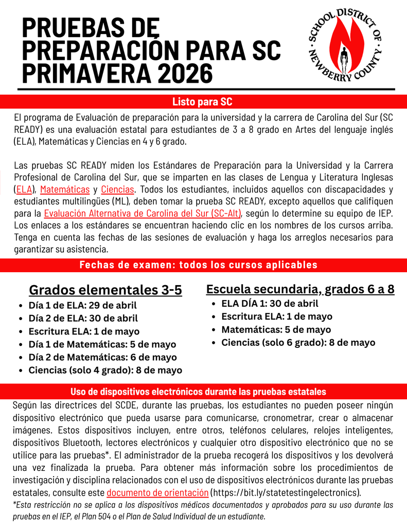 SC Ready Informacion en espanol