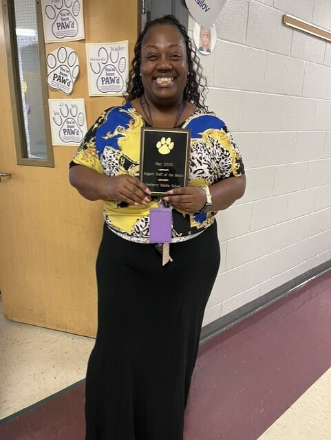 Picture 3: Fine Dickens (Self Contained Instructional Asst.) Support Staff of the Month (May 2026)