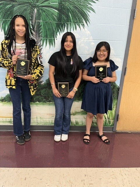 Picture 1: Left to Right: Amirah Walker (7th Grade), Dayri Cuz Cac (6th), and Yocelyn Ortiz Hernandez (8th)