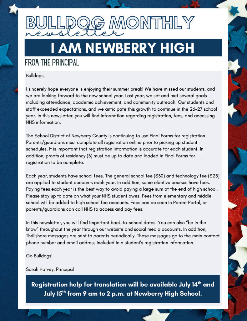 Bulldog Monthly Newsletter- July