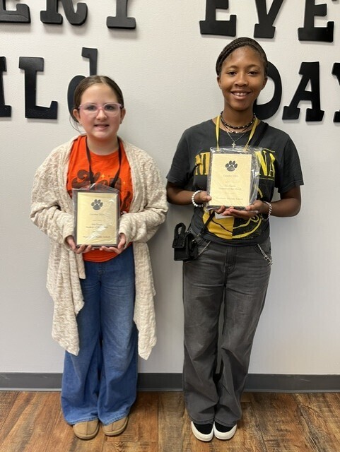 October Students of the Month (6th-Bailey Cox-Left & Samarah Farrow-7th Grade on the right)