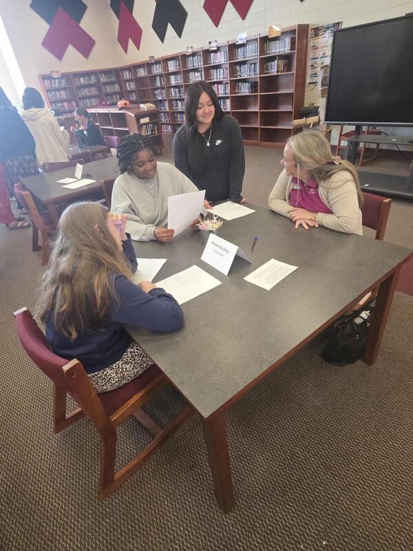 Students talking to a career professional about their career path at the Fall 2026 Human Library