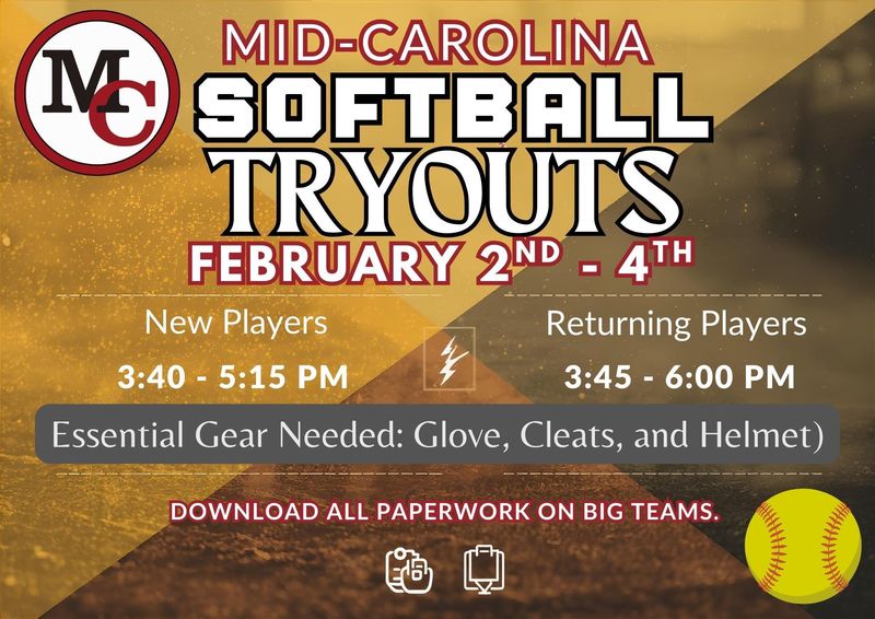 Softball tryouts flyer