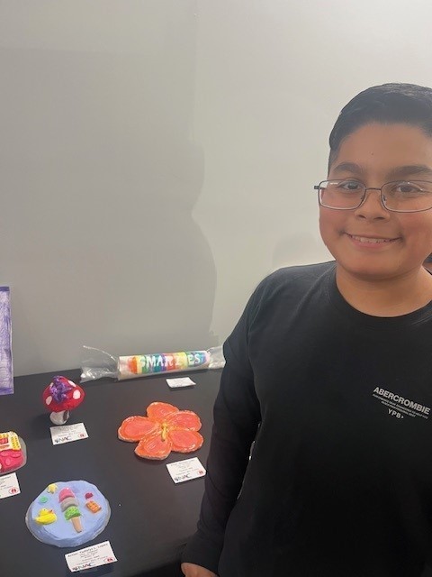 students with their art