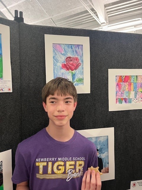 students with their art