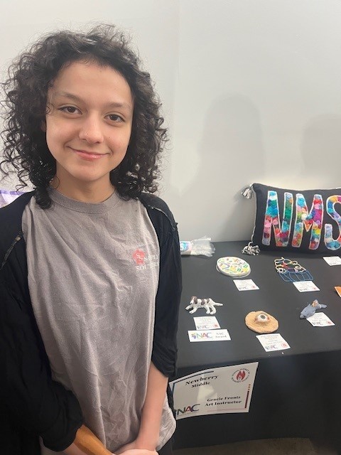 students with their art