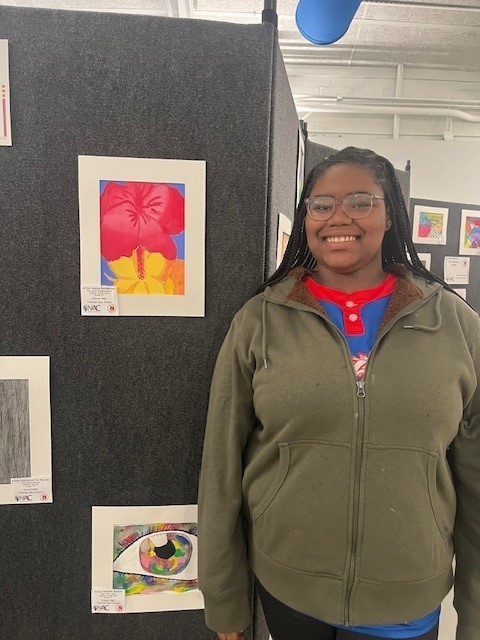 students with their art