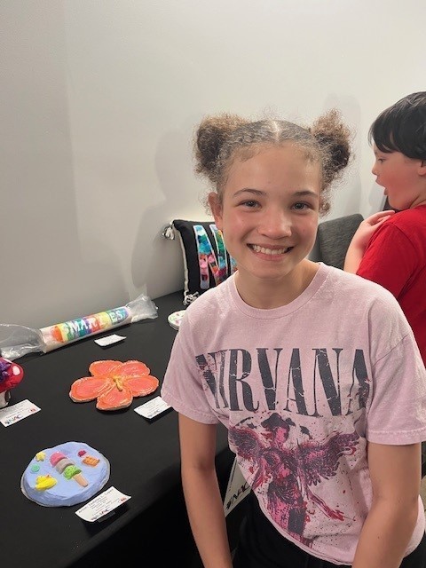 students with their art