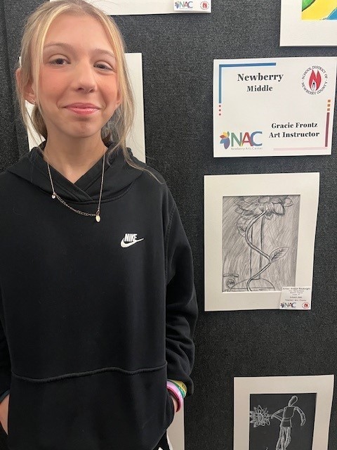 students with their art