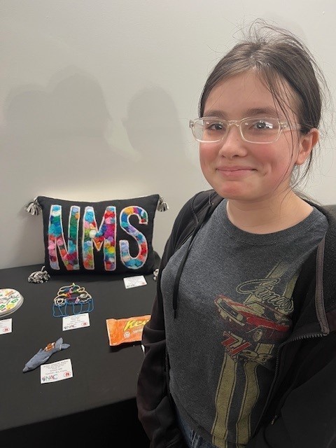 students with their art