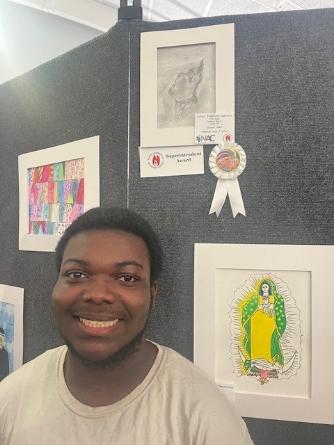 students with their art