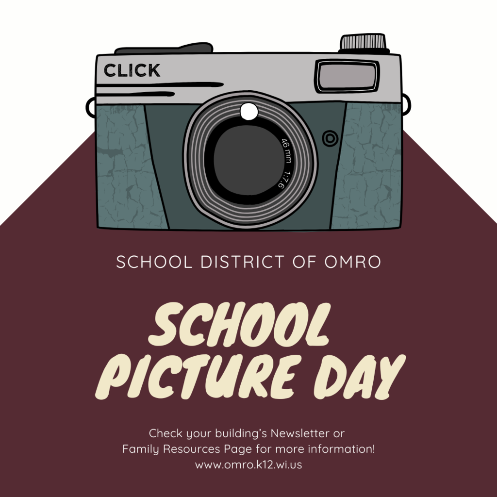 Graphic with a clip art image of a camera and text indicating School Picture Day is coming soon.