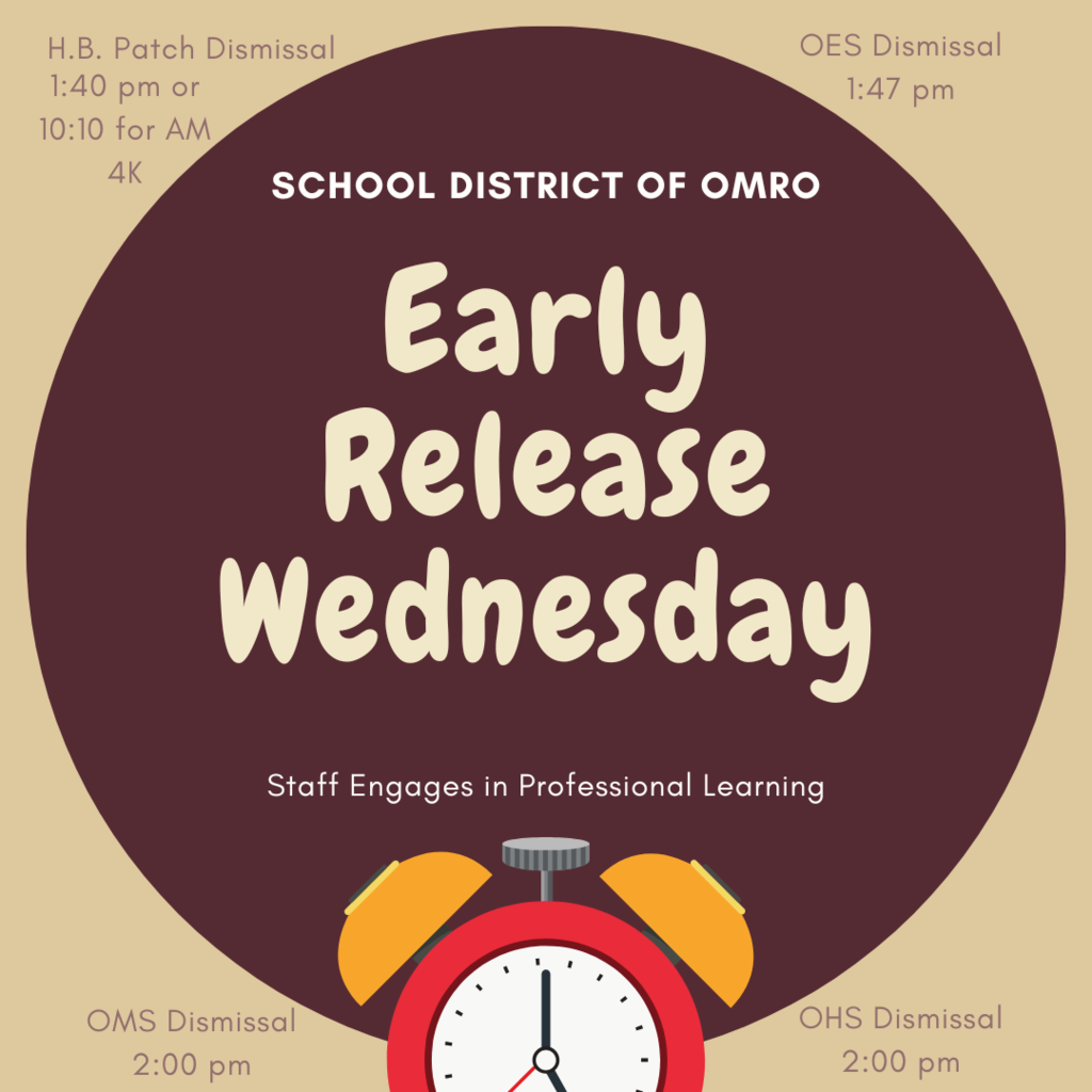 Early Release graphic communicating dismissal times for each building