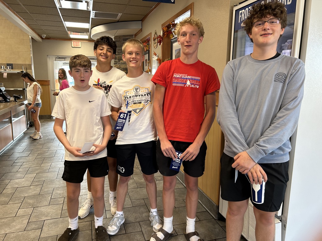 5 boys in a line at Culvers