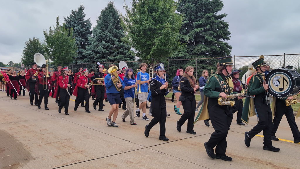 High school students marching