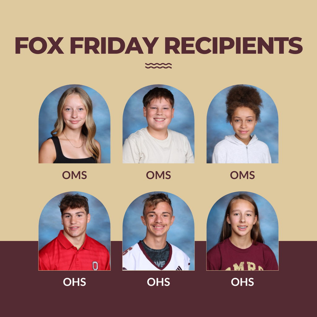 Individual pictures of six Fox Friday student winners; three middle school and three high school.