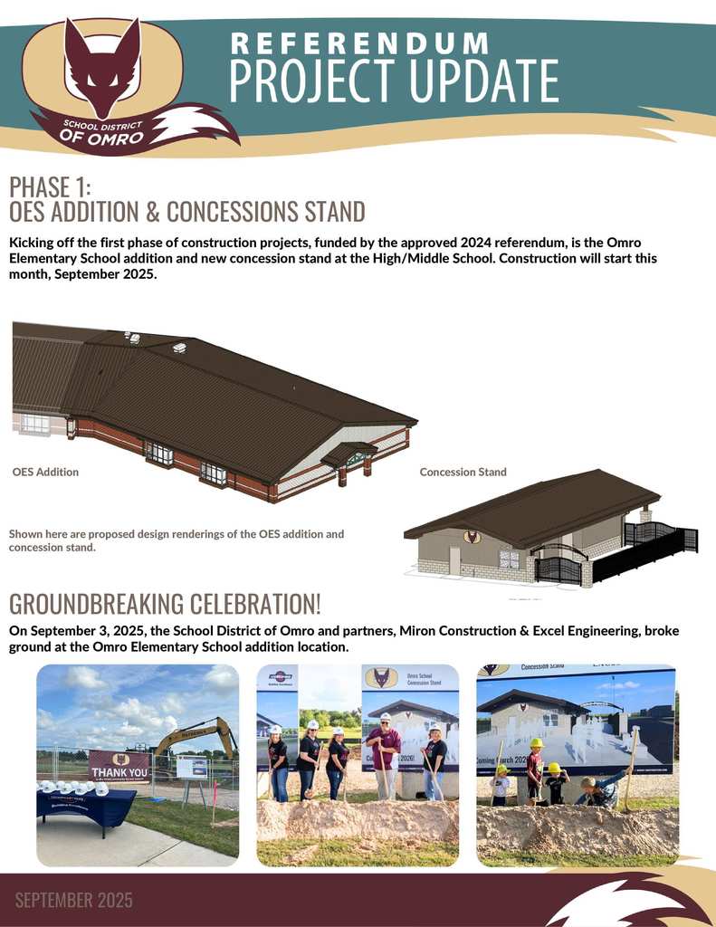 Graphic expalining Referendum Project Updates