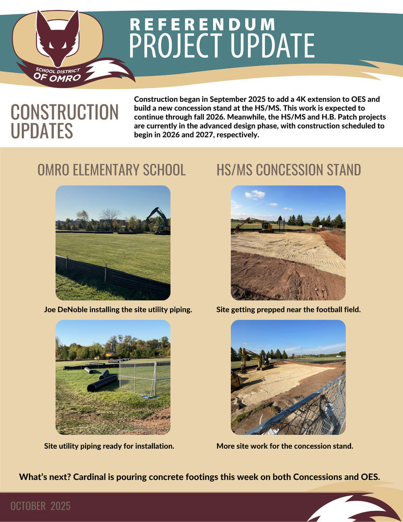 Graphic of Referendum Progress with four pictures of work being done.
