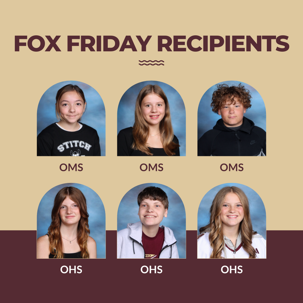 Individual pictures of six Fox Friday student winners; three middle school and three high school.
