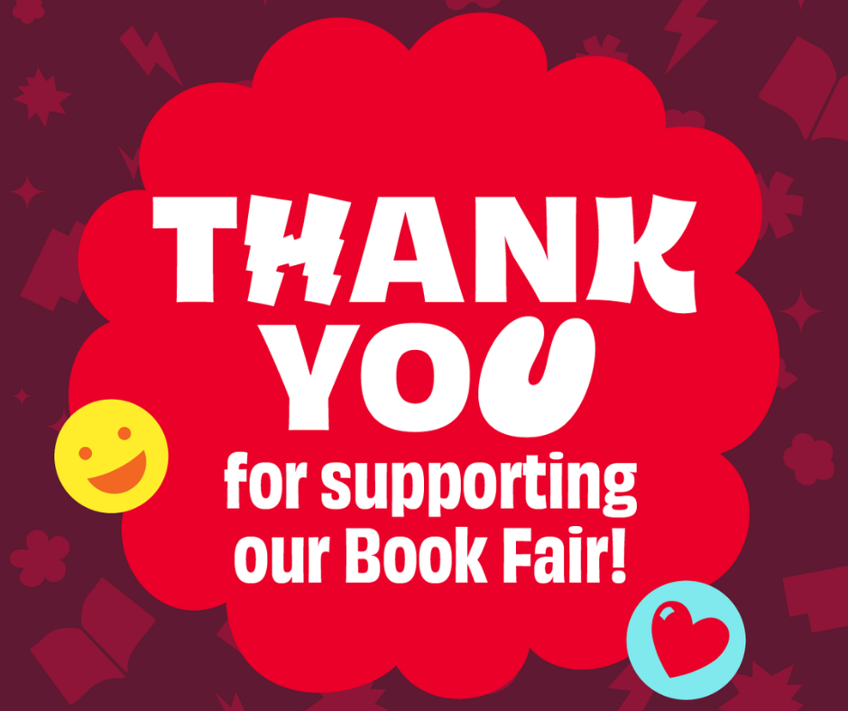 Graphic thanking people for support of the Book Fair.