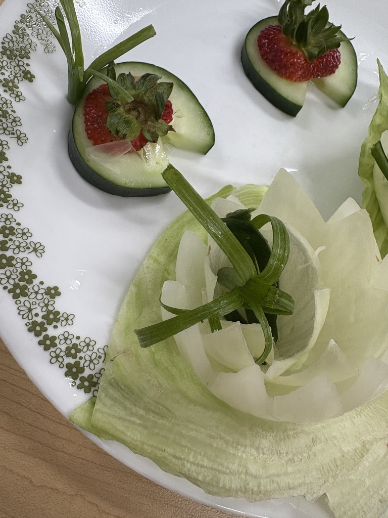 Decorative fruit garnish.