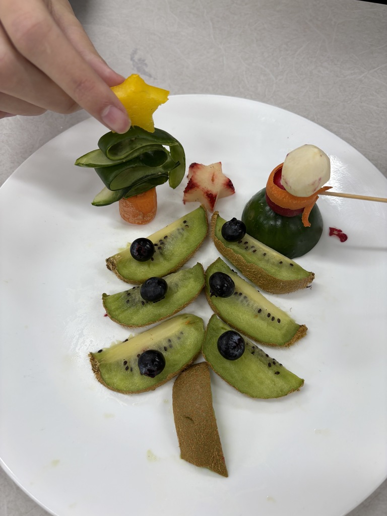 Decorative fruit garnish.