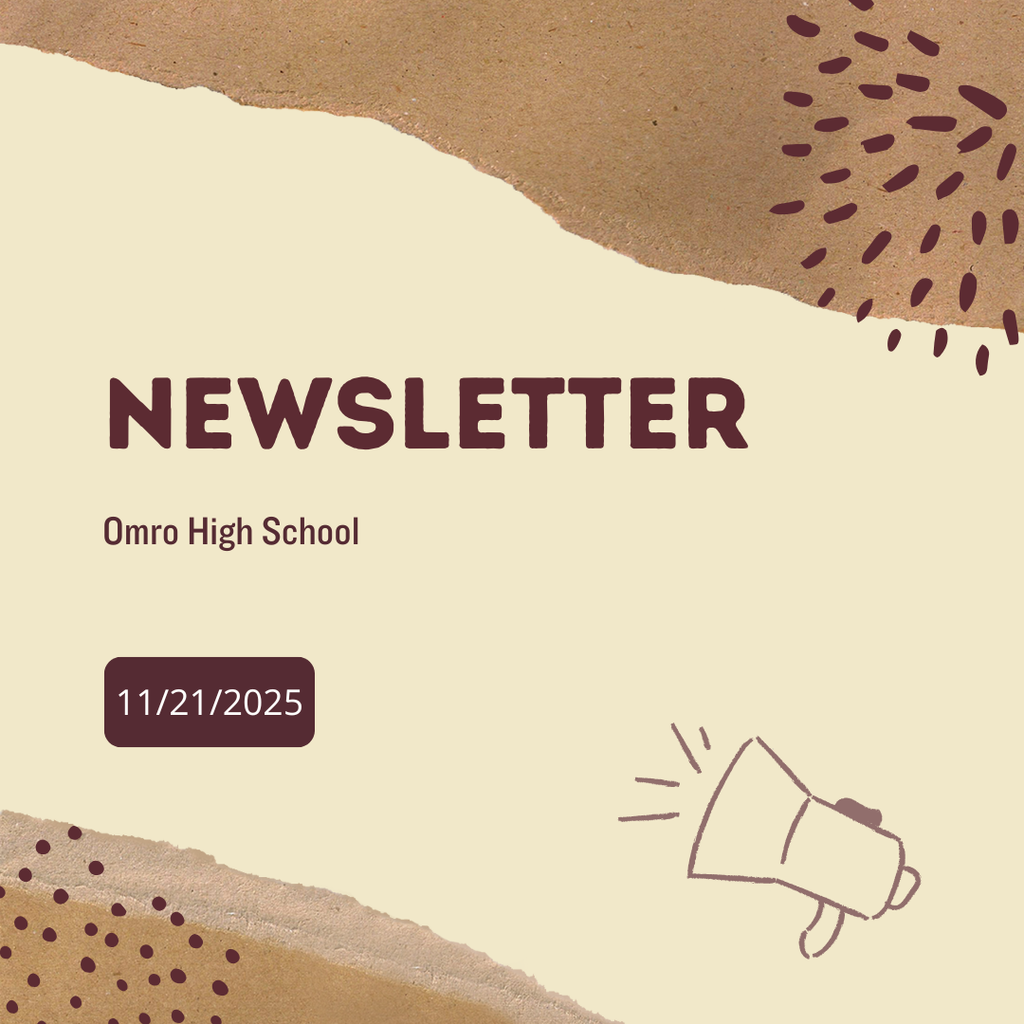 Graphic with a megaphone and the words “Newsletter” and the date