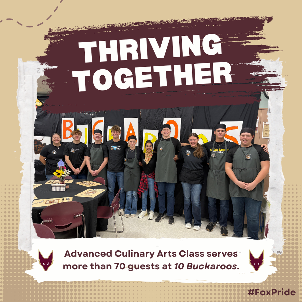 Graphic with image of ten high school students all wearing black.