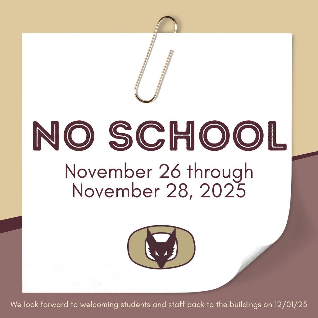 Graphic that communicates there is no school for three days.