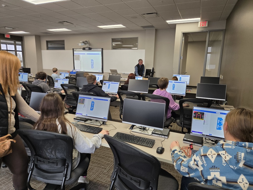 Students working at computers.
