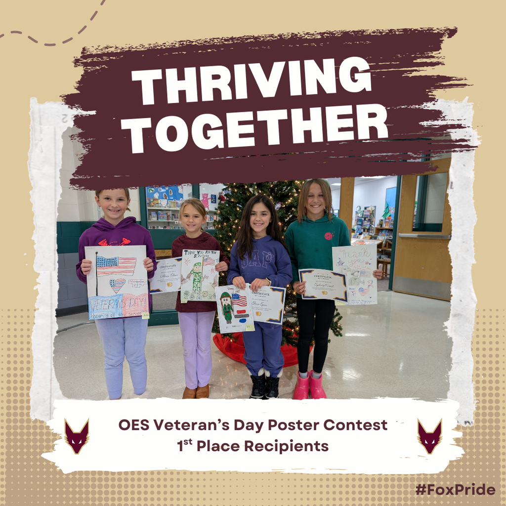 4 students holding posters in front of them on a Thriving Together Thursday post.