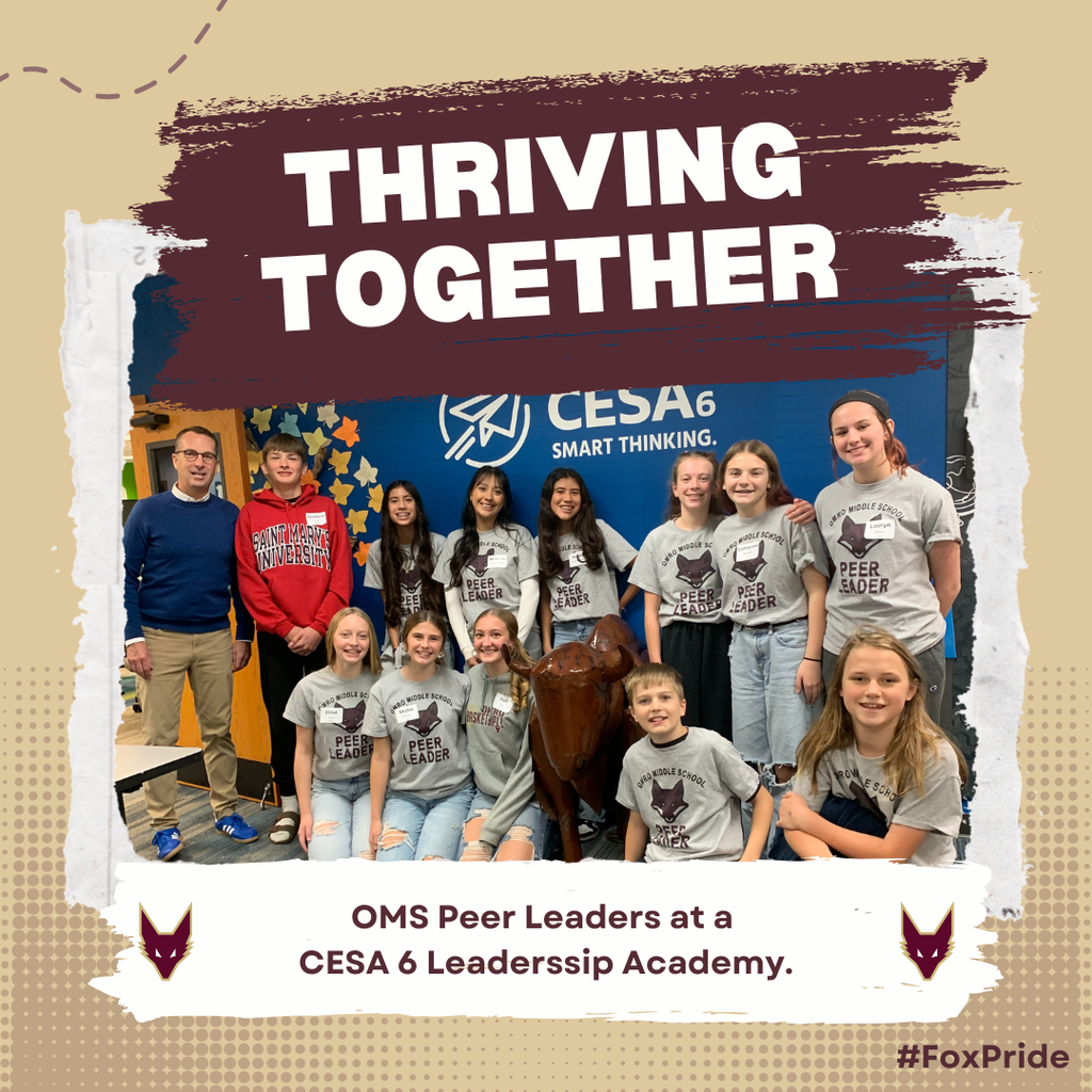 Thriving Together Thursday Graphic with a group of middle school students posing together.