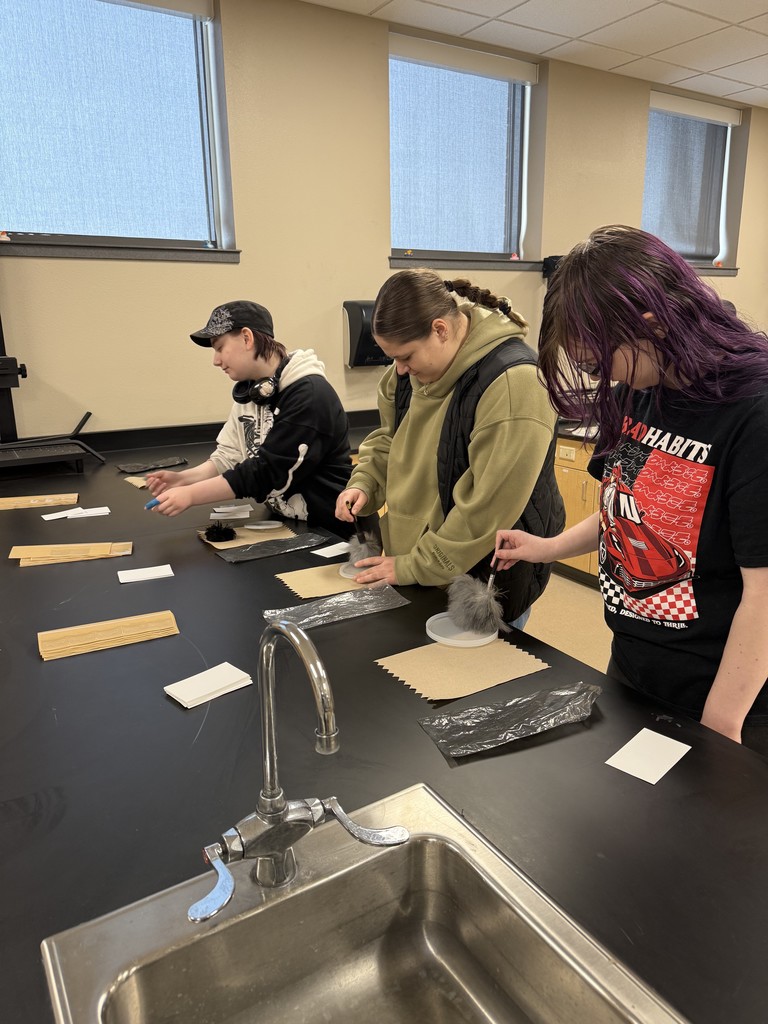 Students engaging in finger print dusting.