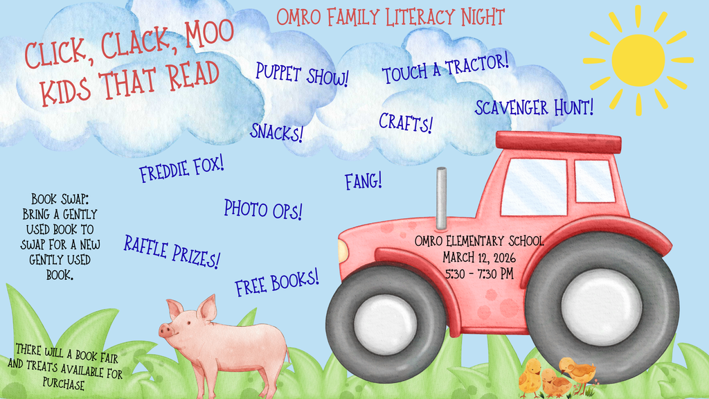 Family Literacy Night poster with text about what may be available to experience.