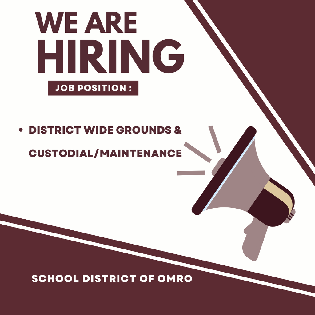 Graphic about District Wide Grounds and Custodial/Maintenance position open.