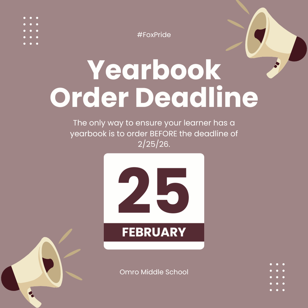 Graphic that communicates the deadline for ordering an OMS yearbooks is February 25.