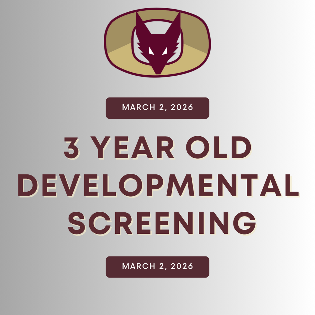 Graphic communicating a 3 Year Old Developmental Screening on March 2.