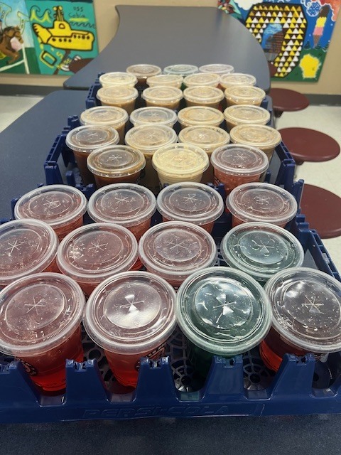 A table full of drinks