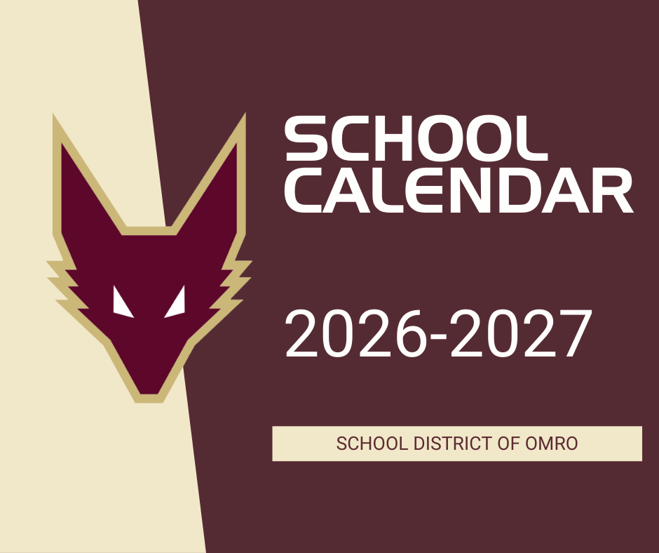 Graphic with the school logo and text communicating the School Calendar is released.
