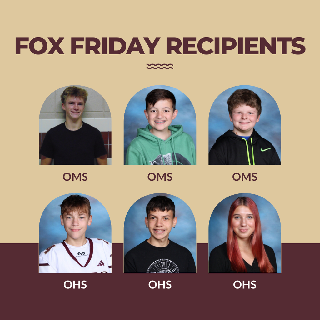 Individual pictures of six Fox Friday student winners; three middle school and three high school.