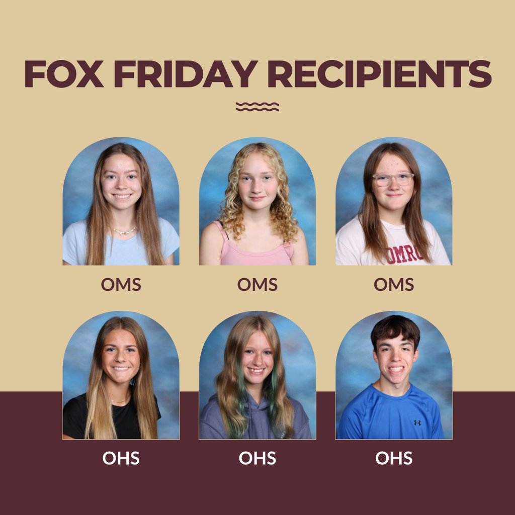 Individual pictures of six Fox Friday student winners; three middle school and three high school.